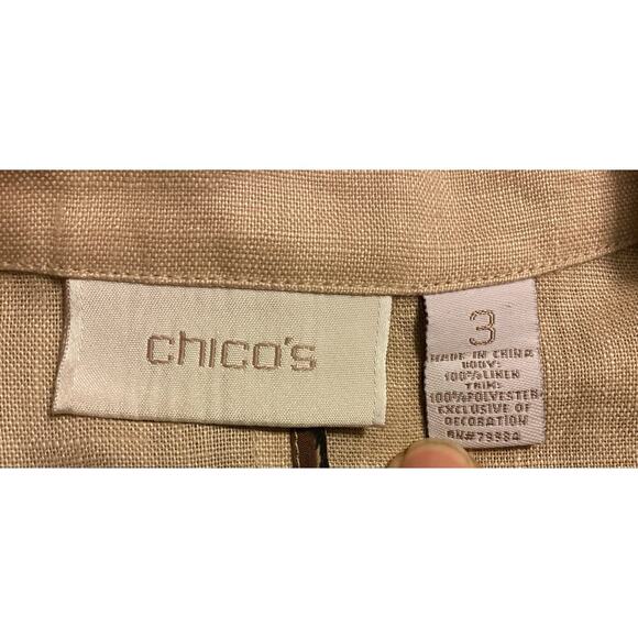 Chico's Women's 100% Linen Blazer with Animal Print Embellishments women’s XL - Picture 6 of 6